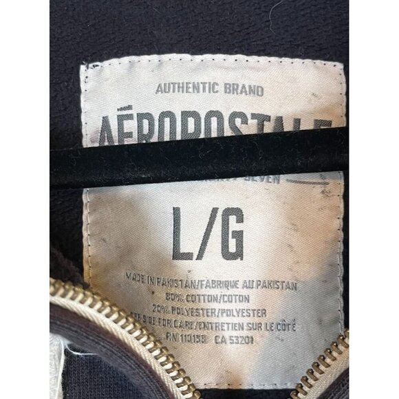 Aeropostale Sweatshirt Women L Blue Hoodie Distressed 80s Y2K Grunge Garage 90s - Picture 2 of 14